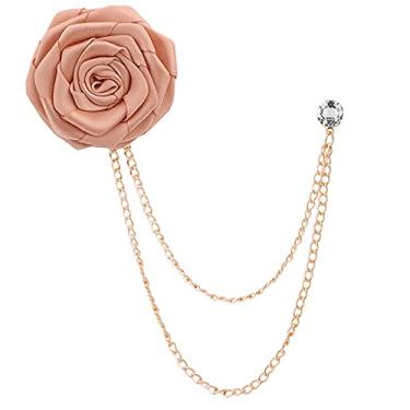 Imagem de Broches de casamento modernos para noivos feitos à mão, broche de flor de rosa, broche de lapela, broche de borla, corrente, acessórios para terno masculino, Metal, Cristal,