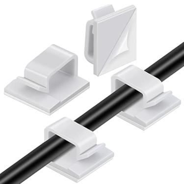 Imagem de Adesivo de clipes de cabo, organizador de cabos Segarty 100 peças, suporte de fio de extensão para carro, escritório e casa, White