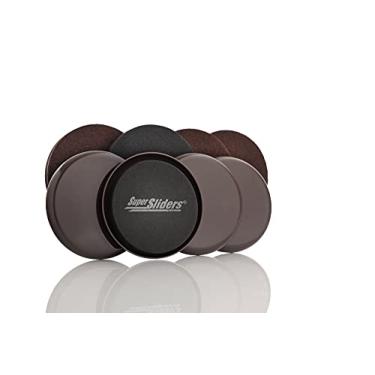 Imagem de Super Sliders Sliders redondos reutilizáveis para móveis em várias superfícies de 8,5 cm – movimento sem esforço em madeira, tapete, marrom (pacote com 8)