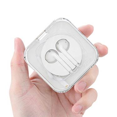 Imagem de pzoz Capa para fones de ouvido compatível com Apple iPhone/iPad/iPods EarPods, capa organizadora de cabos de fones de ouvido com fio, enrolador, mini armazenamento e gerenciamento de cabos de