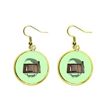 Imagem de Brinco de gota dourada com pingente de orelha de literatura da convenção anterior para mulheres, Metal