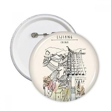 Imagem de Crowed House Peaceful Life Lijiang China Alfinetes redondos crachá botão emblema decoração acessório 5 peças