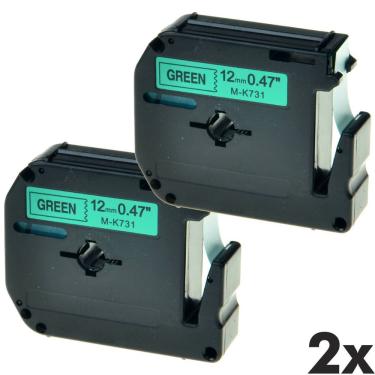 Imagem de 2x Fitas Mk 731 Compativel Para Rotulador brother 12mm Verde