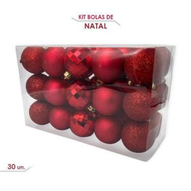 Imagem de Kit Bolinhas De Natal 5cm Enfeite Natalino 30Un Vermelho - Wincy - Nat