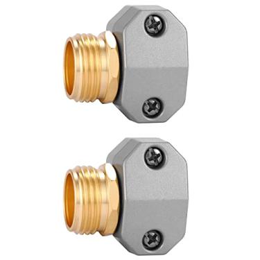 Imagem de Acoplamento macho de zinco e alumínio, serve para todos os acessórios de reparo de mangueira de jardim de 1,5 cm e 1,9 cm, pacote com 2
