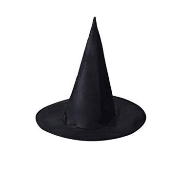 Imagem de Bestgift chapéu de bruxa infantil chapéu de feiticeiro acessórios de decoração de festa fantasia de Halloween preto 39 cm de altura