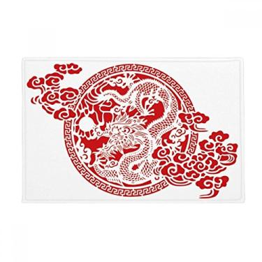 Imagem de DIYthinker Tapete de porta de banheiro com dragão vermelho chinês abstrato chão antiderrapante