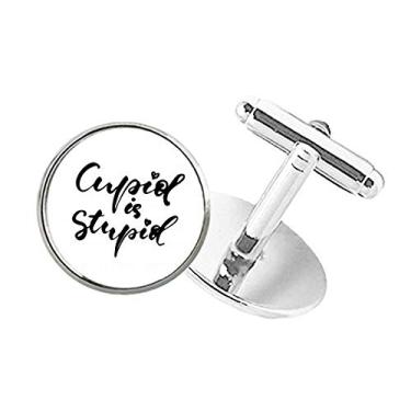 Imagem de DIYthinker Abotoaduras com clipe de botão redondo estilo citação Cupid is Stupid