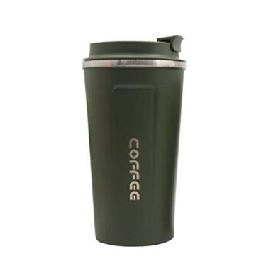 Imagem de NUOBESTY Copo térmico de aço inoxidável térmico garrafa térmica caneca de café antiescaldante para escritório casa carro (verde 500ml)
