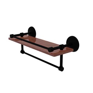 Imagem de Allied Brass MC-1-16TB-GAL-IRW Coleção Monte Carlo 40 cm IPE Ironwood Gallery Rail and Towel Bar Prateleira de madeira, preto fosco
