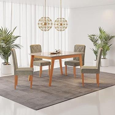 Imagem de Conjunto Sala de Jantar Mesa Elegance com 4 Cadeiras Diamante Jolie Jcm Móveis Cinamomo/off White