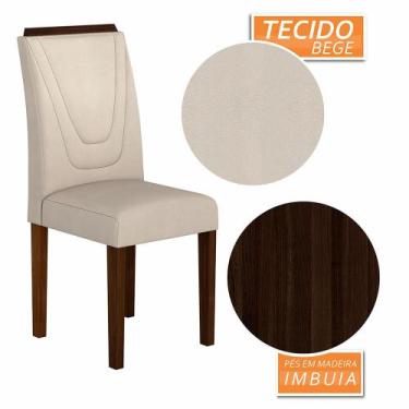 Imagem de Kit 2 Cadeiras Estofadas Lima Wood Imbuia/Bege - Móveis Arapongas - Mo