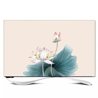 Imagem de Capa protetora contra poeira para TV LCD Peony interna, protetor de tela de TV extensível para pendurar em mesa curva LED à prova de poeira capa de quarto sala de estar capa de aparelho de TV