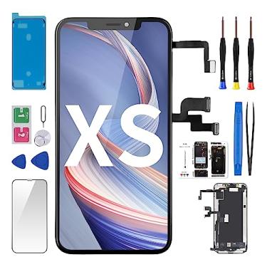 Imagem de BESJMYT Substituição de tela para iPhone Xs com fone de ouvido com sensor de proximidade fone de ouvido 5,8 polegadas tela LCD sensível ao toque 3D digitalizador conjunto completo reparo protetor de