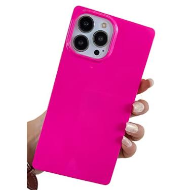 Imagem de Kerzzil Capa quadrada fofa compatível com iPhone 13 Pro Max de 6,7 polegadas, estampa de cor brilhante de silicone macio TPU antiqueda traseira à prova de choque capas protetoras para mulheres e meninas (rosa vermelho)