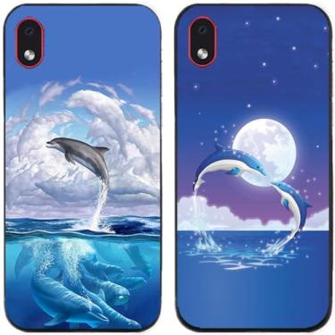 Imagem de 2 peças de capa de telefone traseira de silicone em gel TPU impresso golfinhos para Samsung Galaxy todas as séries (Galaxy A3 Core)