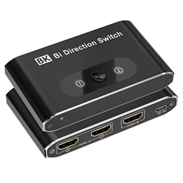 Imagem de NMEPLAD HDMI 2.1 Switch 8K@60Hz 4K@120HZ,HDMI Switcher 2 in 1 Out【Aluminum Case, HDCP 2.2,Type-C Power Cable】 2 Port HDMI Selector for PS5/PS4/Roku/Xbox/Fire Stick/Sony TV/HDTV/DVD