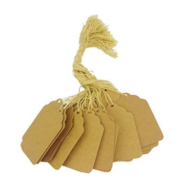 Imagem de 100 Pcs of Natural Kraft Paper String Tags, Price Tags, Elegant String Tags perfect for Gifts, Promotions, Events, or Boutiques (5.6cm X 3.7cm , Natural Kraft)