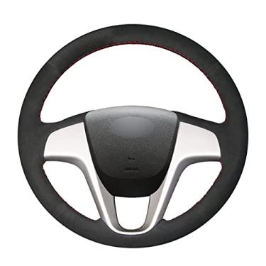 Imagem de Capa de volante de carro confortável e antiderrapante costurada à mão preta, apto para Hyundai Solaris Verna 2010 2011 a 2016 i20 2008 a 2014 Acento 2012 a 2017