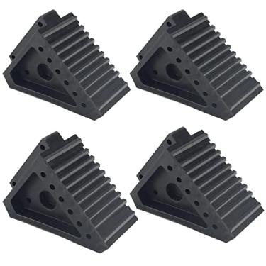 Imagem de Genubi Industry Calços de roda de borracha sólida para serviço pesado, pacote com 4, calço premium para carro, reboques de viagem, reboques de barco, trailers, trailers, caminhões, ATV, 20.3 cm x 10.2