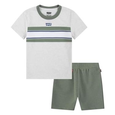 Imagem de Levi's Conjunto de 2 peças de camiseta e shorts para bebês meninos, Aveia mesclada, Medium