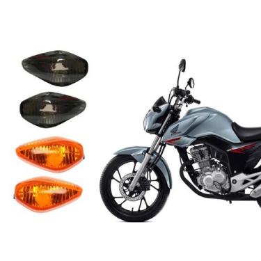 Imagem de Kit 4 Lente Pisca Seta Sinaleira Fumê + Laranja Cg Titan Fan Nxr 125 1