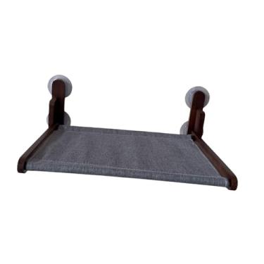 Imagem de Ioensy Poleiro para janela de gato Cama para janela de gato Espaço economizador Montado na janela, Prateleiras para gato Rede para gato para assento de rede, Noz Escura