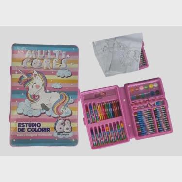 Imagem de Estojo de Pintura Unicórnio Para Colorir 68 pçs Aquarela - Fun Game