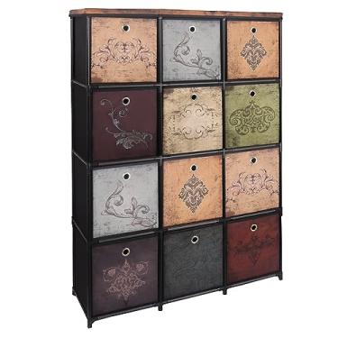 Imagem de VASICAR Organizador de armazenamento de cubo com 12 gavetas, prateleira de cubo de armazenamento faça você mesmo, cômoda de tecido alto para quarto, armário, corredor, dormitório, entrada, berçário