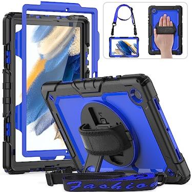 Imagem de HXCASEAC Capa para Samsung Galaxy Tab A8 de 10,5 polegadas, protetora com protetor de tela/alça de mão/suporte de caneta, capa para tablet A8 resistente à prova de choque 2022 SM-X200/X205/X20 - azul