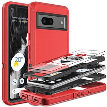 Imagem de Capa para Google Pixel 7A, capa para Pixel 7A com 2 peças, protetor de tela de vidro temperado, HONG-AMY 3 em 1, à prova de impacto, capa de proteção resistente para Google Pixel 7A 5G