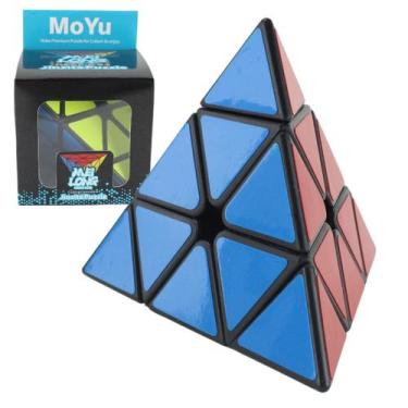 Imagem de Cubo Mágico Profissional Pyraminx Pirâmide Preto Adesivado - Moyu