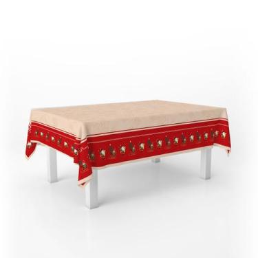 Imagem de Toalha De Mesa Retangular Natalina Noel e Trenó 6 Lugares - PRESENTE-B