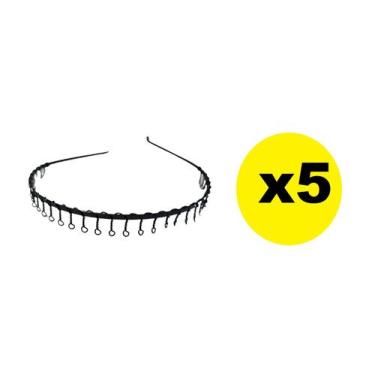 Imagem de 5 Tiaras Arco De Ferro Metal Preto Acessório de cabelo 14cm - Lynx pro