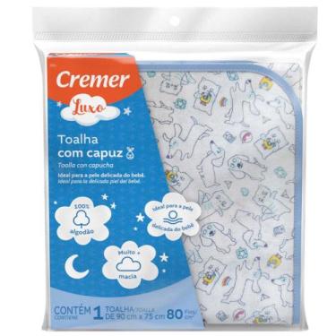 Imagem de Toalha Com Capuz Fralda Soft Cremer Com Capuz 90x75cm - Dugu, Azul
