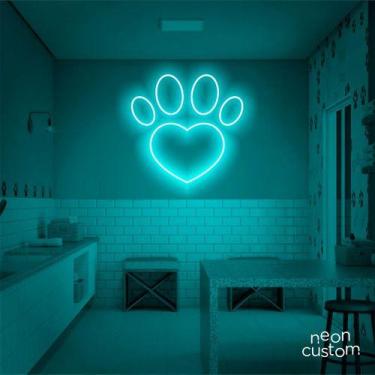 Imagem de luminaria letreiro Neon Led Amo Pets 30x30 luminoso decoração p/ selfi