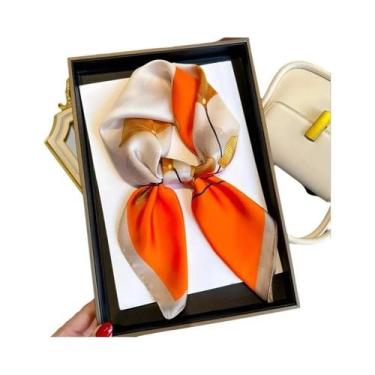 Imagem de Lenço de Seda Quadrado 70cm - Estampa Luxuosa para Pescoço, Cabelo e M