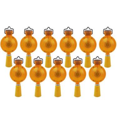 Imagem de Sinalizador Viario Solar Cone Kit 11 Uni Sinalizaçao Rodovia Rua Estra