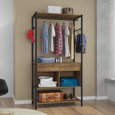 Imagem de Guarda-roupa Closet de Ferro Paris Espresso Móveis Demolição/Preto