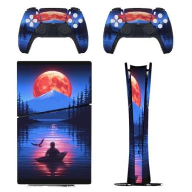 Imagem de Skin for PS5 Slim Digital Edition, capa adesiva para console e controle PlayStation 5, película protetora removível fácil de envolver acessórios para jogos, decalque capa completa - Rivers