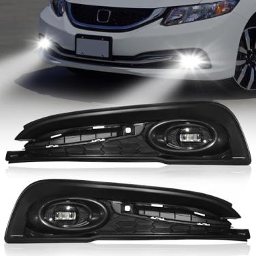 Imagem de OKSIWA Faróis de neblina de LED adequados para Honda Civic Sedan de 4 portas 2013 2014 2015, 1 par de lâmpadas de neblina de condução, substituição de faróis de neblina de para-choque dianteiro com
