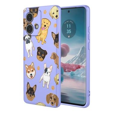 Imagem de KOARWVC Capa de celular para Moto Edge 40 Neo, capa Motorola Edge 40 Neo XT2307-1 com design de padrão de gato fofo, capa protetora fina de TPU macio para Motorola Edge 40 Neo Purple Dog