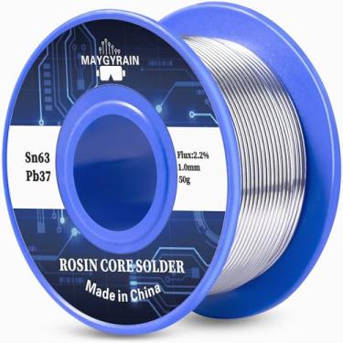 Imagem de Fio de solda 63/37, fio de resina de chumbo sem lavagem de alta pureza com fluxo de 2,2% para solda elétrica (1,0 mm 50 g)