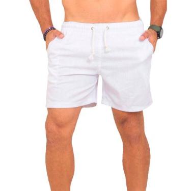 Imagem de Short Linho Bermuda Casual Mauricinho Premium Leve Slim - RD, Branco, 