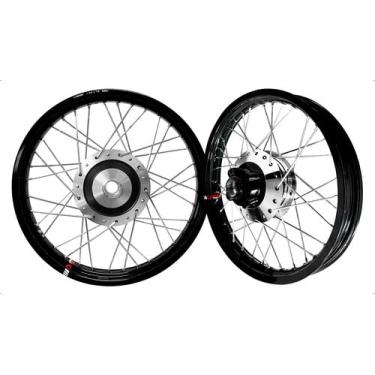 Imagem de Par de Rodas Aro Aluminio Preto Viper Vpr Fan 125 09/18 Freio Tambor Raio 4mm