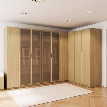 Imagem de Guarda-Roupa Modulado de Canto 5 Peças 9 Portas Jade Cabecasa Madeiramadeira Avelã