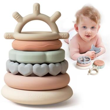 Imagem de Brinquedo empilhável Moonkie Stacks of Circles Soft Teething Toy