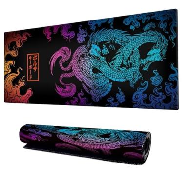 Imagem de Mouse Pad Gamer Speed Extra Grande Profissional 90x40 x3mm Bordas Costuradas e Base Antiderrapante Emborrachada Dragão Chinês Premium (Rainbow)