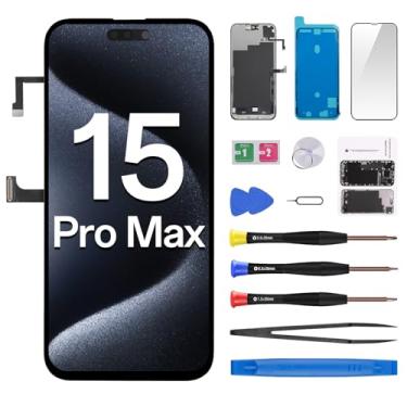 Imagem de CYKJGS Substituição de tela para iPhone 15 Pro Max com cabo flexível de alto-falante de 6,7 polegadas 3D Touch LCD Display digitalizador conjunto completo reparo de vidro frontal kit de ferramentas de