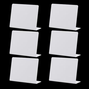 Imagem de Xiaoyztan 6 peças de mini quadro de giz apagável em forma de L, buffet, menu, quadros-negros, placas de mensagem manuscritas para restaurante, padaria, festas, casamento, loja de varejo, 9,5 x 7,6 cm